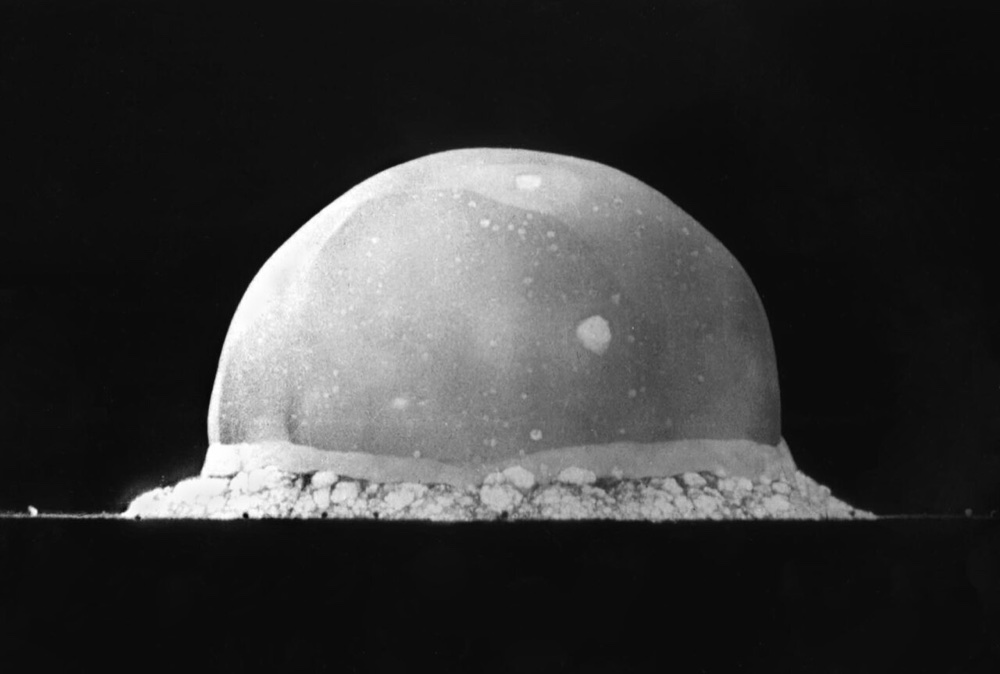 The real Trinity fireball, 16 milliseconds after detonation, 16 July 1945.