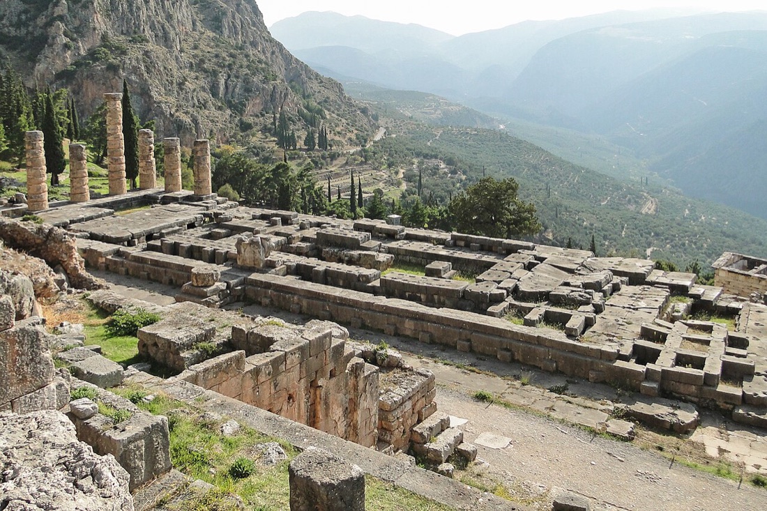 The temple of Apollo at Delphi, where the oracle was consulted.